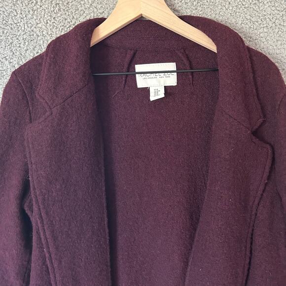 RACHEL ZOE Boiled Wool Jacket Womens Medium Purple Open Cozy Winter Office Layer - Picture 2 of 14